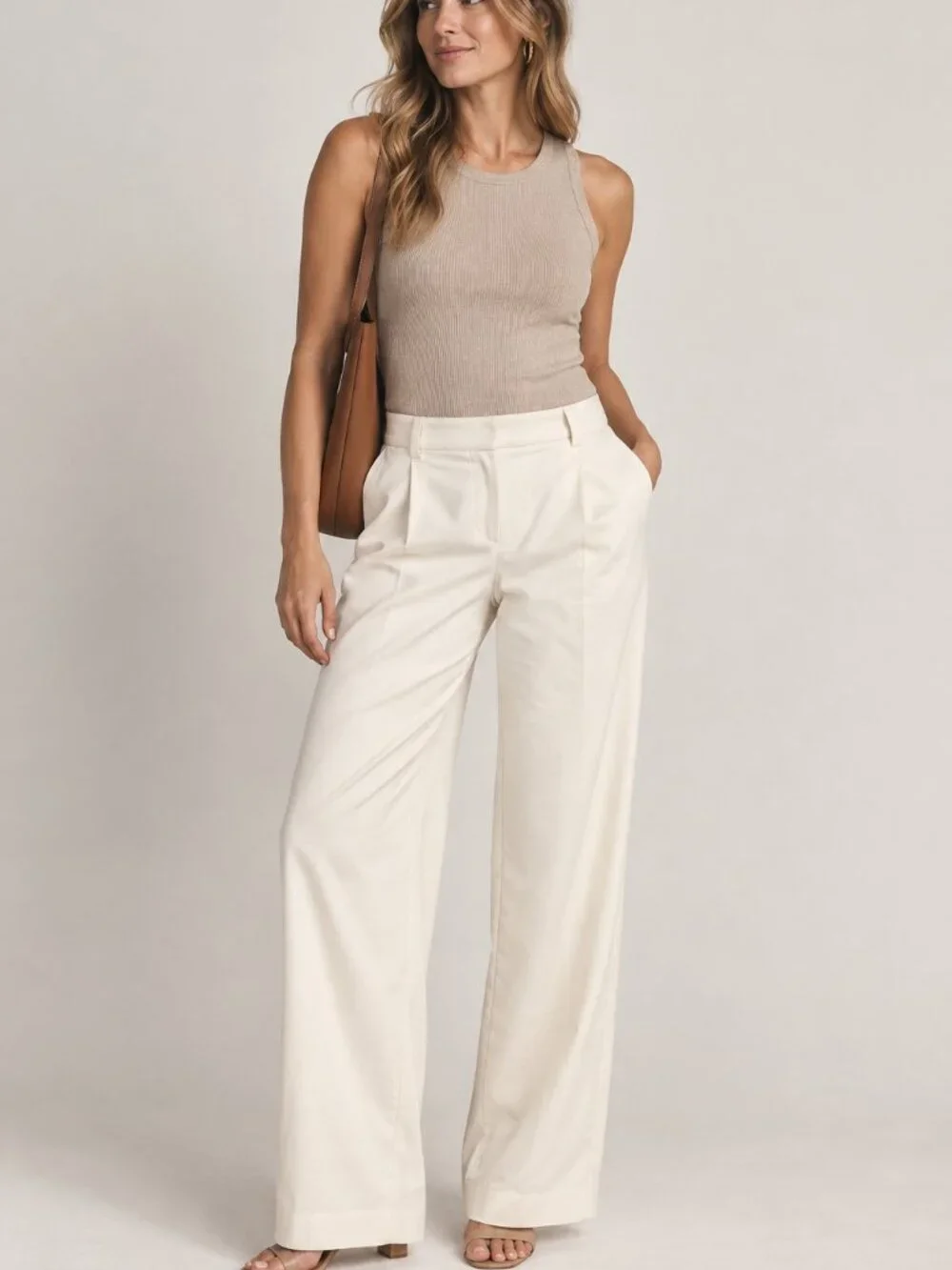 J.Crew Essential Wide Leg Pants Ivory Cream Size 8